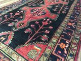 Persian Rug Hand Knotted Oriental Rug Semi-Antique Persian Hamadan Runner Rug 4'11X9'6