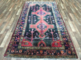 Persian Rug Hand Knotted Oriental Rug Semi-Antique Persian Hamadan Runner Rug 4'11X9'6