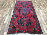 Persian Rug Hand Knotted Oriental Rug Semi-Antique Persian Hamadan Runner Rug 4'1X9'5