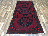 Persian Rug Hand Knotted Oriental Rug Semi-Antique Persian Hamadan Runner Rug 4'1X9'5