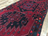Persian Rug Hand Knotted Oriental Rug Semi-Antique Persian Hamadan Runner Rug 4'1X9'5