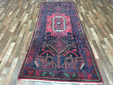 Persian Rug Hand Knotted Oriental Rug Semi-Antique Persian Hamadan Runner Rug 4'2X10'10