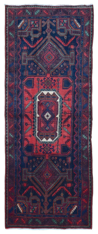 Persian Rug Hand Knotted Oriental Rug Semi-Antique Persian Hamadan Runner Rug 4'2X10'10