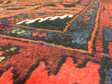 Persian Rug Hand Knotted Oriental Rug Semi-Antique Persian Hamadan Runner Rug 4'2X10'10