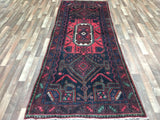 Persian Rug Hand Knotted Oriental Rug Semi-Antique Persian Hamadan Runner Rug 4'2X10'10