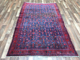 Persian Rug Hand Knotted Oriental Rug Semi-Antique Persian Hamadan Runner Rug 4'7X7'5