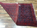 Persian Rug Hand Knotted Oriental Rug Semi-Antique Persian Hamadan Runner Rug 4'7X7'5