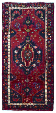 Persian Rug Hand Knotted Oriental Rug Semi-Antique Persian Hamadan Runner Rug 4'9X10'