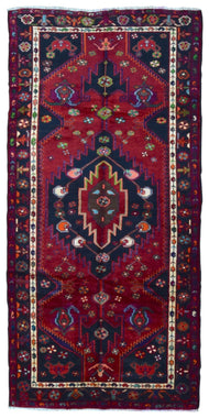 Persian Rug Hand Knotted Oriental Rug Semi-Antique Persian Hamadan Runner Rug 4'9X10'