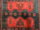 Persian Rug Hand Knotted Oriental Rug Semi-Antique Persian Hamadan Runner Rug 4'X8'5