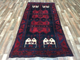 Persian Rug Hand Knotted Oriental Rug Semi-Antique Persian Hamadan Runner Rug 4'X8'5