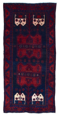 Persian Rug Hand Knotted Oriental Rug Semi-Antique Persian Hamadan Runner Rug 4'X8'5