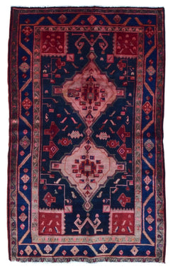 Persian Rug Hand Knotted Oriental Rug Semi-Antique Persian Hamadan Runner Rug 5'1X8'
