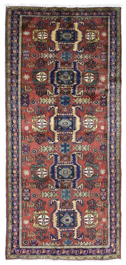 Persian Rug Hand Knotted Oriental Rug Semi-Antique Persian Hamadan Vaulted Rug 4'9 x 10'7