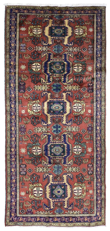 Persian Rug Hand Knotted Oriental Rug Semi-Antique Persian Hamadan Vaulted Rug 4'9 x 10'7