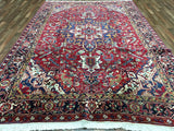Persian Rug Hand Knotted Oriental Rug Semi-Antique Persian Heriz Oriental Rug 7'11x11'3