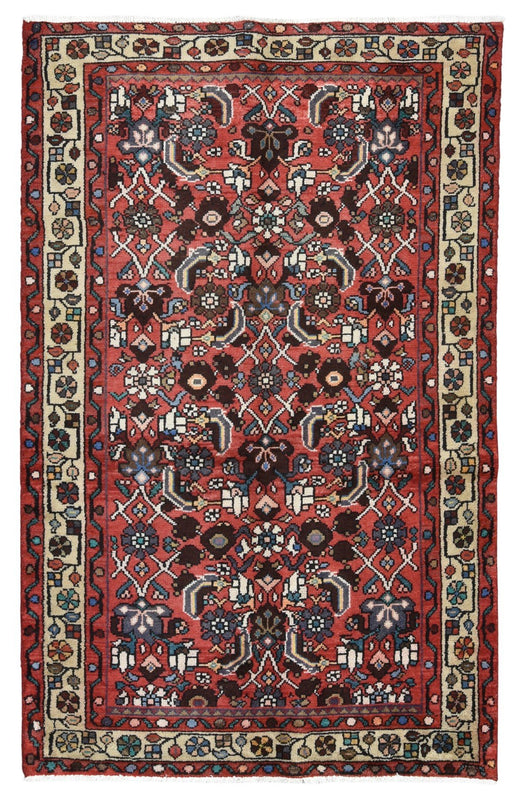 Persian Rug Hand Knotted Oriental Rug Semi Antique Persian Heriz Rug 3'2X4'11