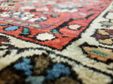 Persian Rug Hand Knotted Oriental Rug Semi Antique Persian Heriz Rug 3'2X4'11