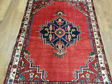 Persian Rug Hand Knotted Oriental Rug Semi Antique Persian Heriz Rug 3'9X5'