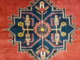 Persian Rug Hand Knotted Oriental Rug Semi Antique Persian Heriz Rug 3'9X5'