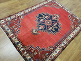 Persian Rug Hand Knotted Oriental Rug Semi Antique Persian Heriz Rug 3'9X5'