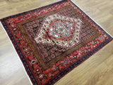 Persian Rug Hand Knotted Oriental Rug Semi Antique Persian Heriz Rug 4'1X4'8