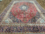 Persian Rug Hand Knotted Oriental Rug Semi-Antique Persian Kashan Oriental Rug 8'10 x 12'10