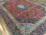 Persian Rug Hand Knotted Oriental Rug Semi-Antique Persian Kashan Oriental Rug 8'10 x 12'10