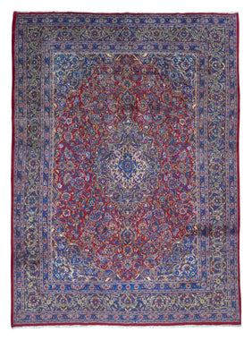 Persian Rug Hand Knotted Oriental Rug Semi-Antique Persian Kashan Oriental Rug 9'4 x 12'6