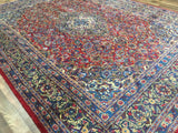 Persian Rug Hand Knotted Oriental Rug Semi-Antique Persian Kashan Oriental Rug 9'4 x 12'6