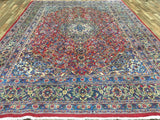 Persian Rug Hand Knotted Oriental Rug Semi-Antique Persian Kashan Oriental Rug 9'4 x 12'6