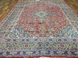 Persian Rug Hand Knotted Oriental Rug Semi-Antique Persian Kashan Oriental Rug 9'4 x 12'6