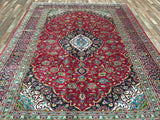 Persian Rug Hand Knotted Oriental Rug Semi-Antique Persian Kashan Rug 8'2 x11'2
