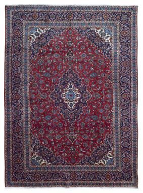 Persian Rug Hand Knotted Oriental Rug Semi-Antique Persian Kashan Rug 9'5 x 12'10
