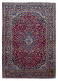 Persian Rug Hand Knotted Oriental Rug Semi-Antique Persian Kashan Vaulted Estate Rug 9'4 x 13'5