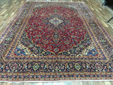 Persian Rug Hand Knotted Oriental Rug Semi-Antique Persian Kashan Vaulted Estate Rug 9'4 x 13'5