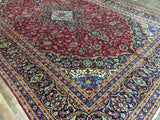 Persian Rug Hand Knotted Oriental Rug Semi-Antique Persian Kashan Vaulted Estate Rug 9'4 x 13'5