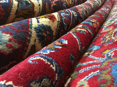 Persian Rug Hand Knotted Oriental Rug Semi-Antique Persian Mashad Oriental Rug 9'3 x 13'2