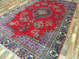 Persian Rug Hand Knotted Oriental Rug Semi-Antique Persian Tabriz Oriental Rug 6'8x10'5