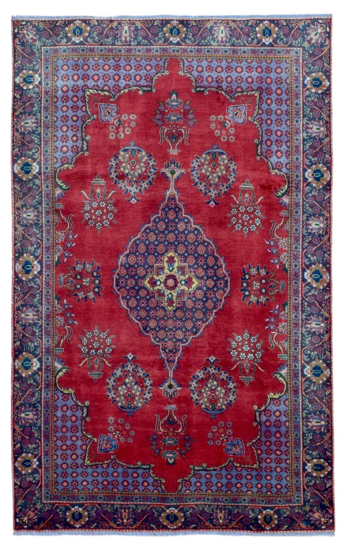 Persian Rug Hand Knotted Oriental Rug Semi-Antique Persian Tabriz Oriental Rug 6'8x10'5