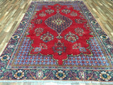 Persian Rug Hand Knotted Oriental Rug Semi-Antique Persian Tabriz Oriental Rug 6'8x10'5