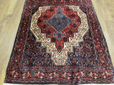 Persian Rug Hand Knotted Oriental Rug Semi-Antique Persian Vaulted Hamadan Rug 4' x 4'8