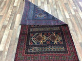 Persian Rug Hand Knotted Oriental Rug Semi-Antique Rug Persian Baluch 3'7X6'5