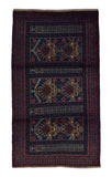 Persian Rug Hand Knotted Oriental Rug Semi-Antique Rug Persian Baluch 3'7X6'5