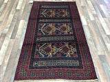 Persian Rug Hand Knotted Oriental Rug Semi-Antique Rug Persian Baluch 3'7X6'5