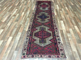 Persian Rug Hand Knotted Oriental Rug Semi-Antique Vaulted Estate Persian Hamadan Runner Rug 2'9 x 10'8