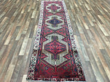 Persian Rug Hand Knotted Oriental Rug Semi-Antique Vaulted Estate Persian Hamadan Runner Rug 2'9 x 10'8