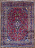 Persian Rug Hand Knotted Oriental Rug Semi-Antique Vaulted Persian Kashan Oriental Rug 9'7x13'1