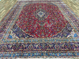 Persian Rug Hand Knotted Oriental Rug Semi-Antique Vaulted Persian Kashan Oriental Rug 9'7x13'1