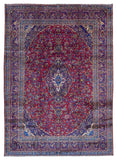 Persian Rug Hand Knotted Oriental Rug Semi-Antique Vaulted Persian Kashan Oriental Rug 9'7x13'1
